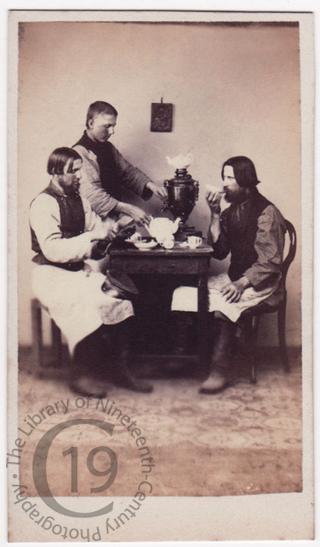 'House porters drinking tea'