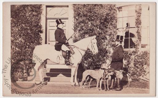 Man with horse and dogs